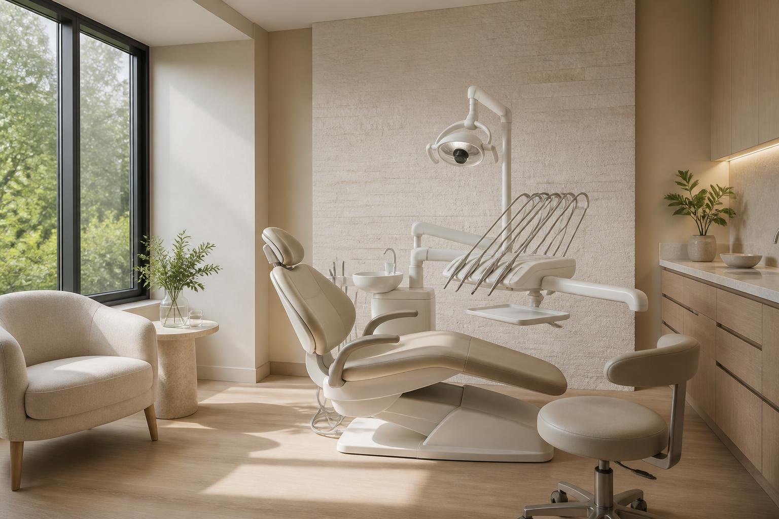 Serene premium dental treatment room with warm natural light