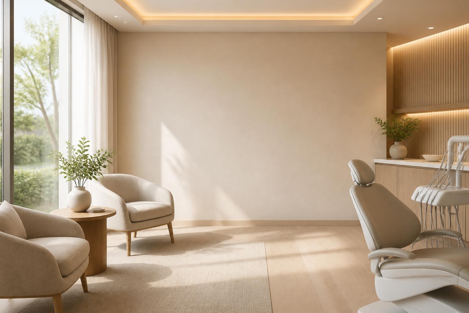 Calm dental lounge and reception space